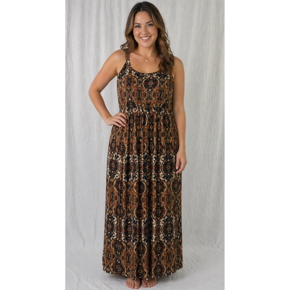 Fresh Of LA Sleeveless Babydoll Brown Forrest Fairy Y2K Maxi Dress Size 2X
